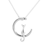 Silver Gold Moon Lovely Cat Necklaces Pendant